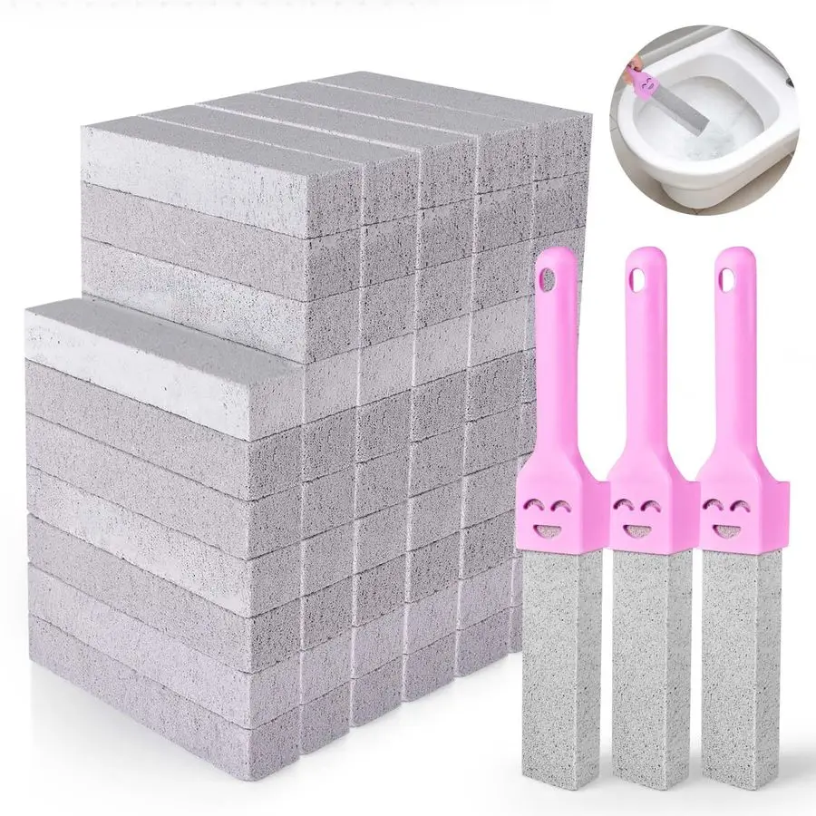 

60 Pack Pumice Stone with 3 Handle for Toilet Cleaning Bowl, Pumice Stone Toilet Bowl Cleaner Remove Toilet Bowl Hard Water Ring