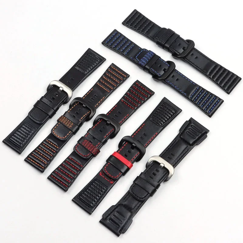 28mm Genuine Leather Black White Orange Red Blue Stitches Wrist Watchband Band Loops For SevenFriday Strap P1 P2 P3 Series Bucke