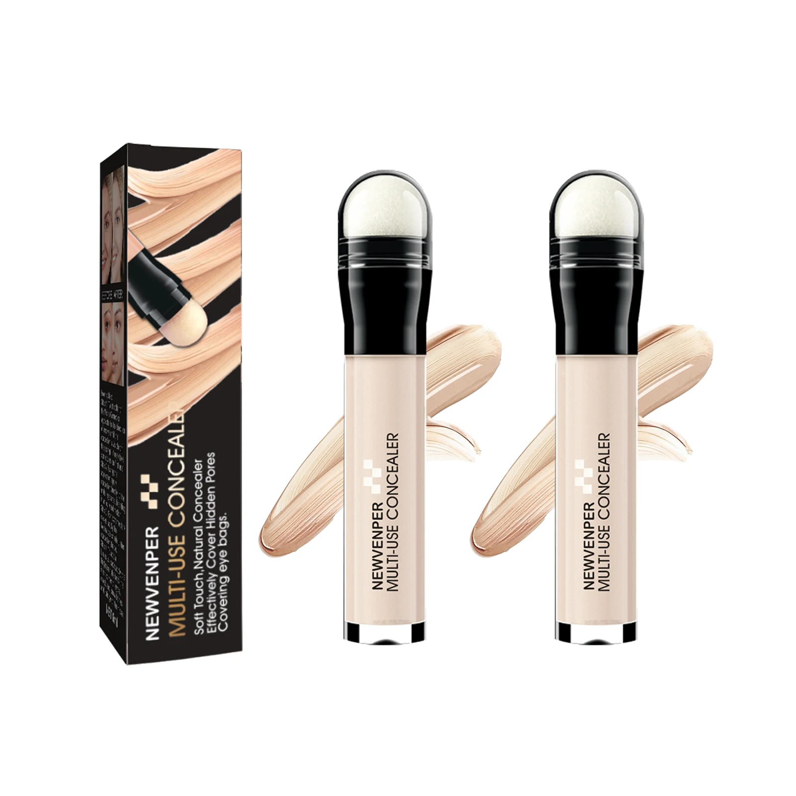 Corrector multiusos, 2 piezas, maquillaje, tratamiento de ojeras, ligero, cobertura completa, larga duración