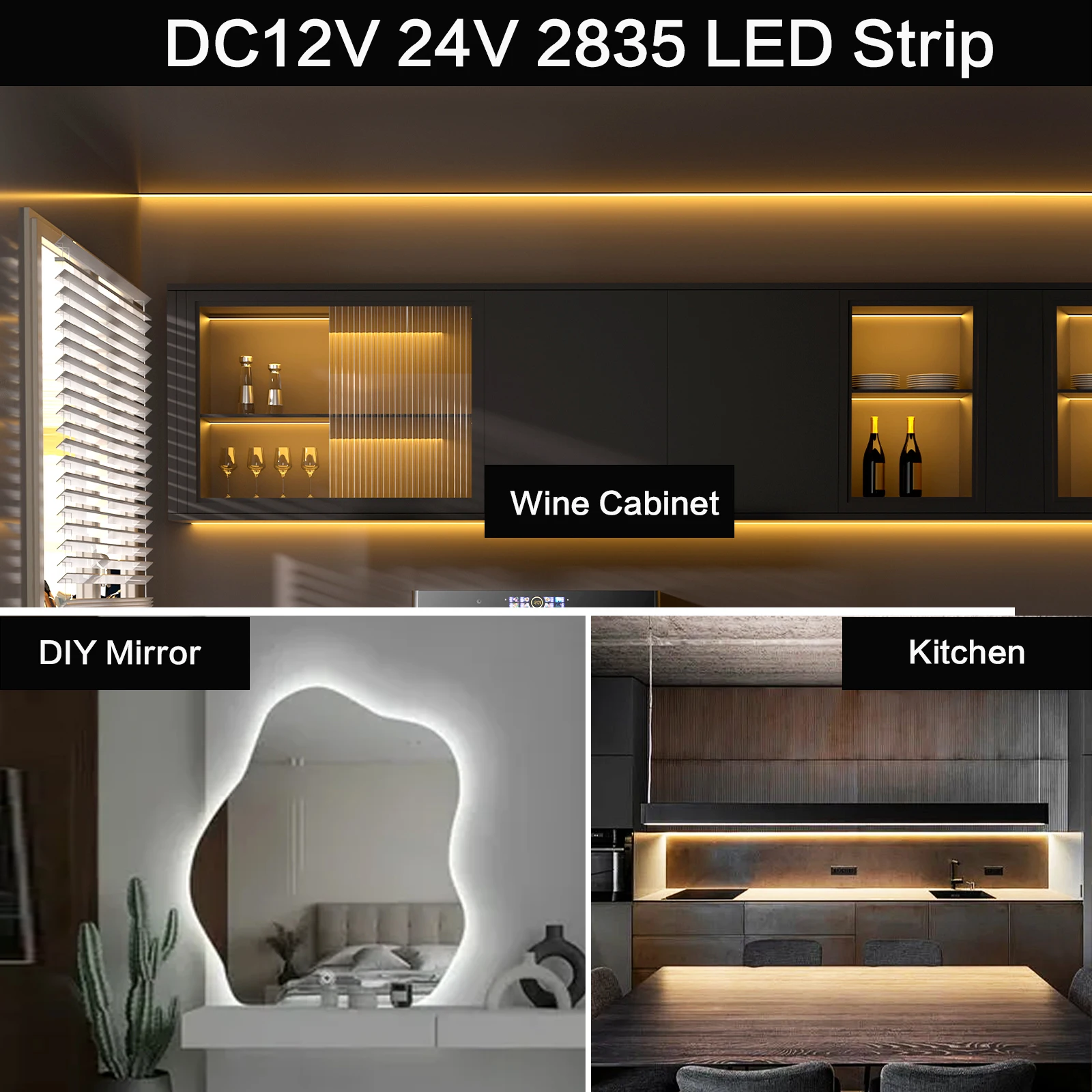 5M 240LEDs/M LED Strip Light 2835 DC12V 24V White Warm Natural Blue Red IP30/IP65/IP67 Flexible Ribbon Tape Indoor Outdoor Decor