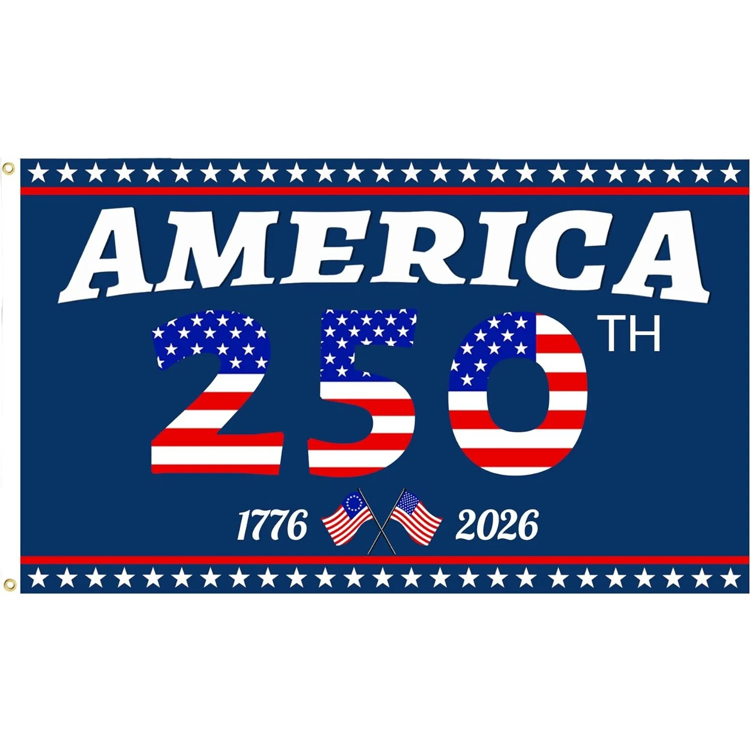 3 Ply USA Anniversary 250th Flag, 3x5 Ft Double Sided 250 Anniversary USA Flag with Brass Grommets, for Outdoor, Front Door