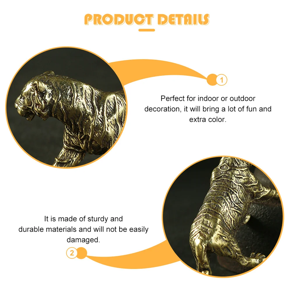 

Brass Tiger Ornament Retro Style Desktop Decoration For Home Office Table Showcase Cabinet Indoor Outdoor Use Zinc