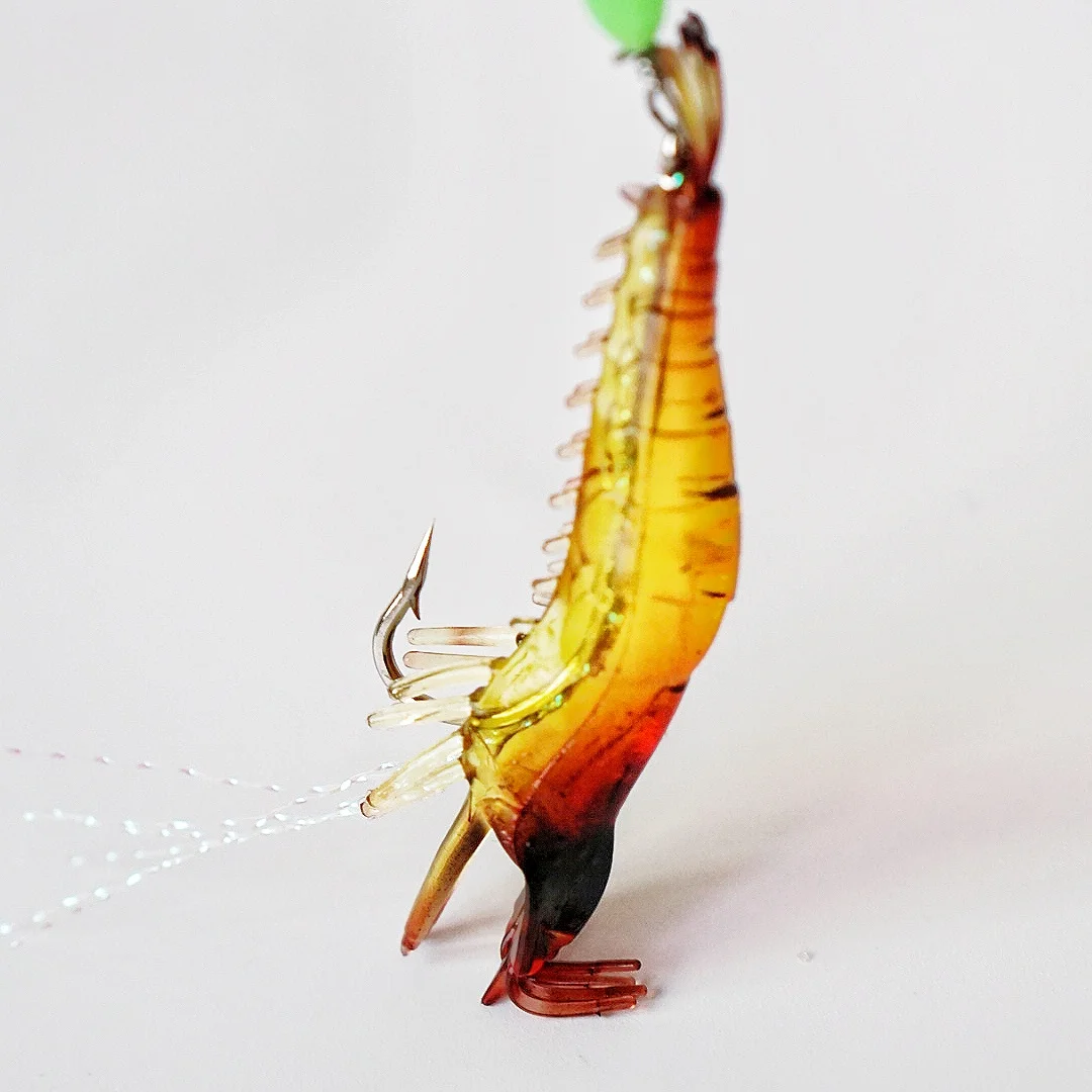 

1PCS Shrimp Soft Fishing Lure 9cm/6g Artificial Bait With Luminous Bead Swivels Hook Lifelike Shrimp Lure Carp Fishing Bait