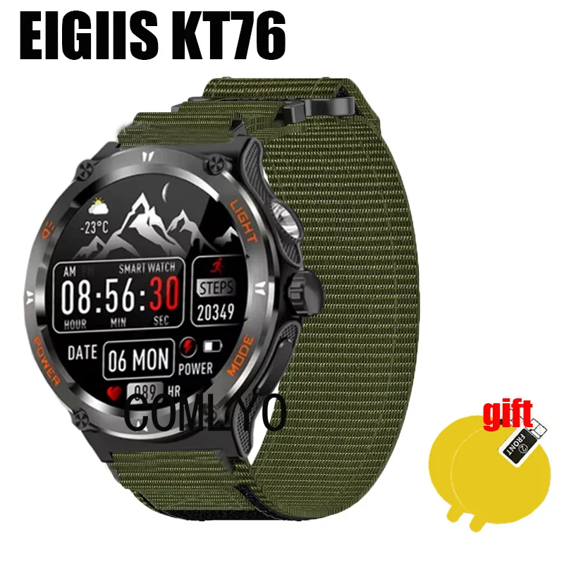 ل EIGIIS KT76 حزام ساعة نايلون قماش الرياضة لينة الفرقة النساء الرجال في الهواء الطلق حزام واقي للشاشة فيلم