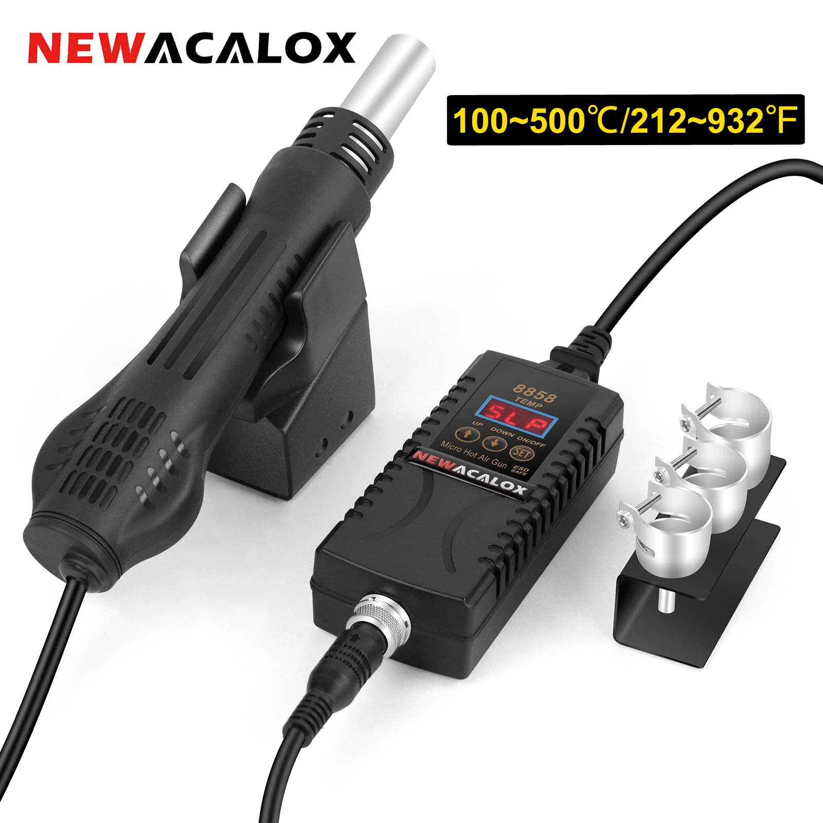 NEWACALOX 600W Digital Hot Air Rework Station °F/°C Temperature Adjustable Heat Gun Soldering Station for PCB IC SMD Desoldering