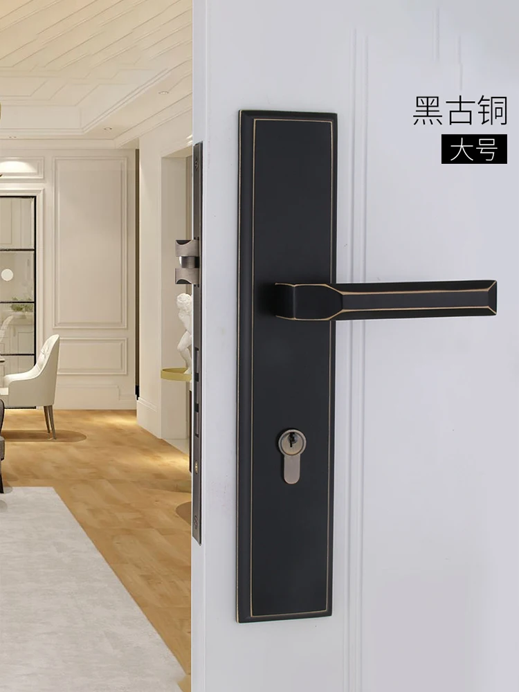 Modern all-copper silent bedroom door indoor brass double-door lock solid wood household universal type