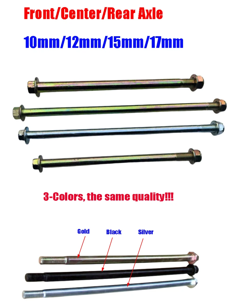 Motorcycle Wheel Axle for Honda Yamaha Suzuki KTM Sym Lifan Dirtbike M17 M14 M15 220mm/245mm/265mm/305/280mm/300mm/305mm Bolt