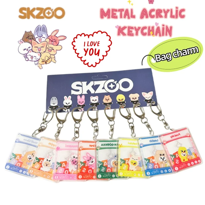 

SKZOO Wolf chan Leebit Dwaekki Jiniret: Мультяшный милый двусторонний акриловый брелок, креативный простой универсальный кулон-украшение для сумки