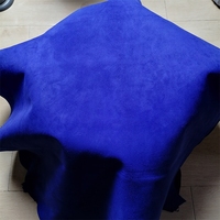 0.7mm Blue-Purple Sheep Fleece. Top-Grain Leather. Genuine Leather Fabric. DIY For The Lining By Hand. A Whole Sheepskin