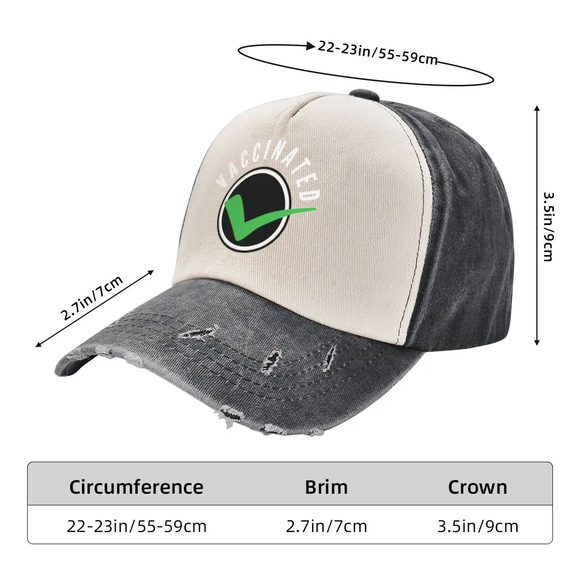 Fully Vaccinated Check Black Baseball Cap dad hat Christmas Hat For Women Men's