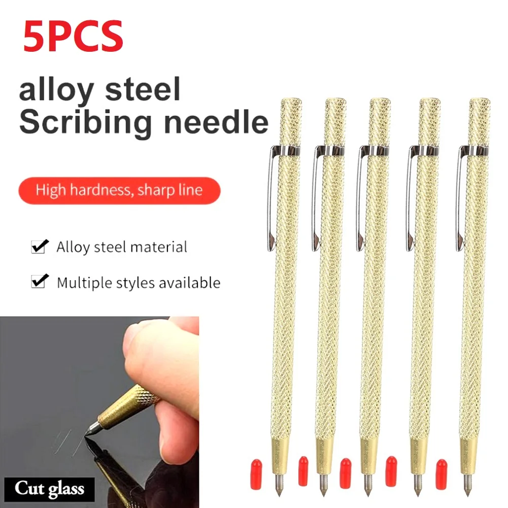 1/5Pcs Metal Tile Cutting Pen Carbide Tip Scriber Pen Marking Engraving Pen For Ceramic Wood Carving Metal Plate Glass Marker