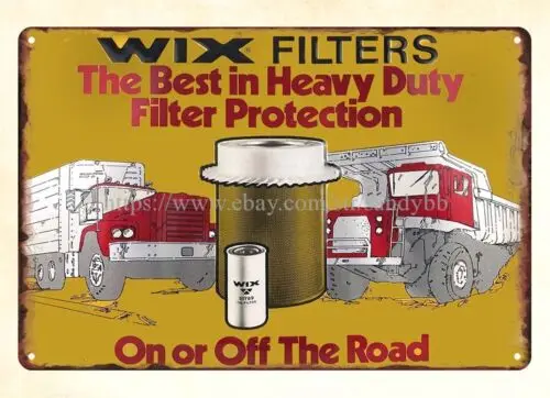 WIX OIL FILTERS on or off the road metal tin sign plaque metal advertising wall