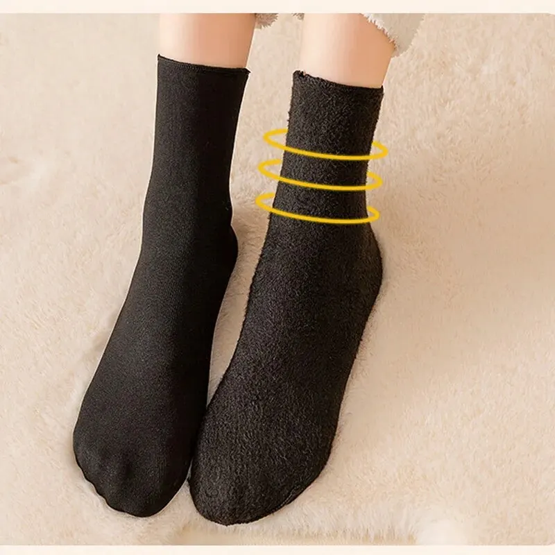1 cặp mùa đông fleecee tuyết vớ mềm mại thoải mái màu rắn sàn nhà dày thả mềm khởi động ngủ vớ