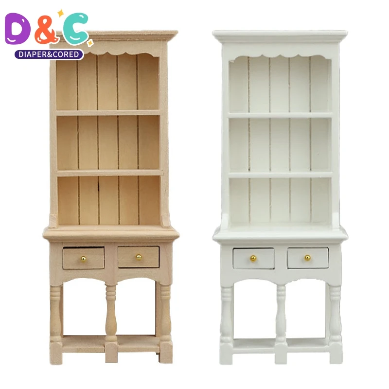 1:12 Dollhouse Miniature Bookcase Cabinet Model Doll Home Display Cabinets Storage Racks Mini Furniture Decor Toy