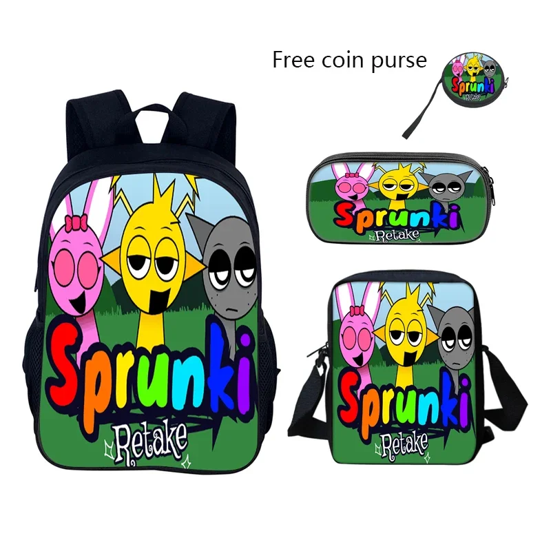 Sprunki Child School Backpack With Shoulder Bag Pencil Bags School Student Bags for Boys Girls Best Gift