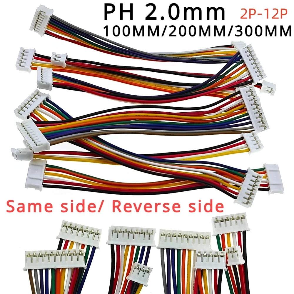 5PCS PH2.0mm Double Same/Reverse Direction Wire Cable 2-10Pin Female Plug Electronic Wire Length 10/20/30cm for PCB Connection