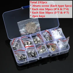 232pcs/BOX Professional Hair Scissors Accessories 30 Sets Screws 100pcs Gaskets 2pcs Keys for Screws Barber Use Tools for Repair
