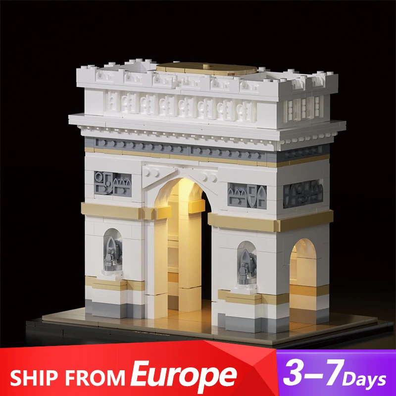 603PCS MOC World Architeture Arc de Triomphe Building Blocks Creative City Street View Triumphal Arch Of France Model Toys Gift