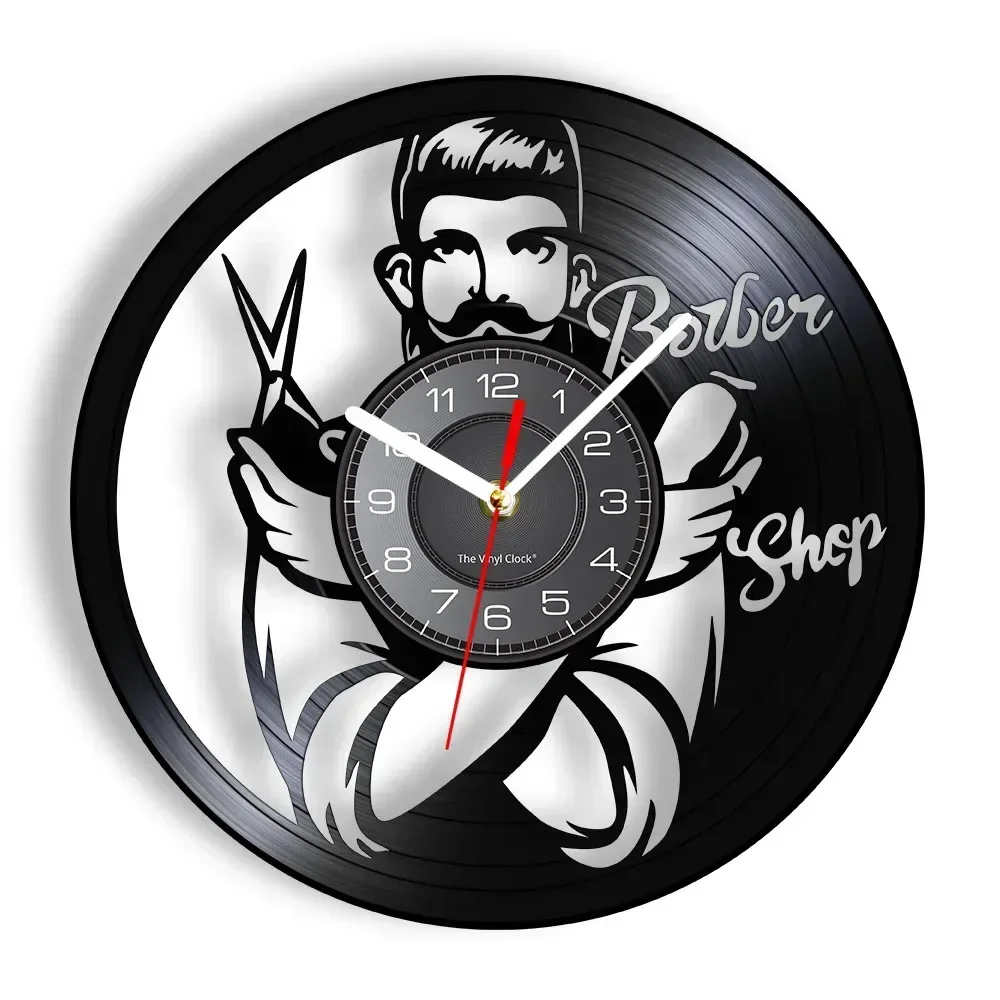 Beautician Wall Art Wall Clock Home Decor Hair Stylist Scissor Shears Barbershop Vinyl Record Wall Clock Hairdresser Barber Gift