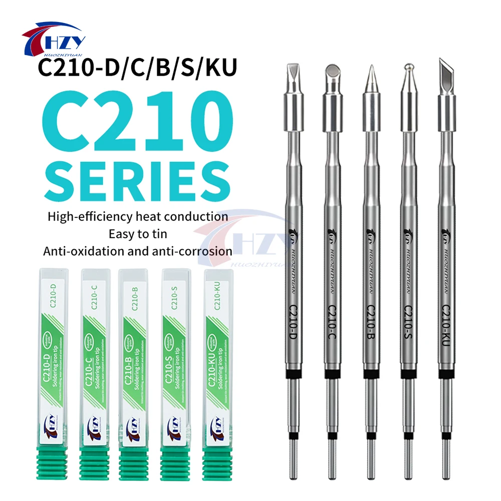 HZY C210-D/C/B/S/KU Soldering Iron Tips Rapid Heat Conduction Heating Core Suitable for JBC/Sugo/Aifen Soldering Station Handle