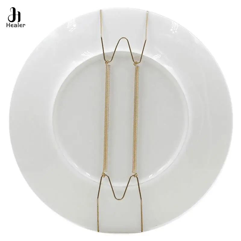 1pc Wall Display Plates Hanger W Type Decoration Crafts Dish Spring Holder Invisible Hook Home Decor 6/7/8/10/12 Inch