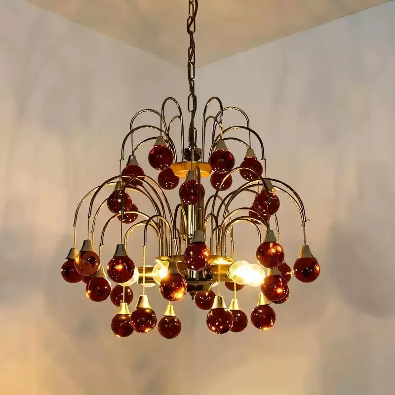 Creative French glass cherry bed and breakfast chandelier retro style designer living room dining