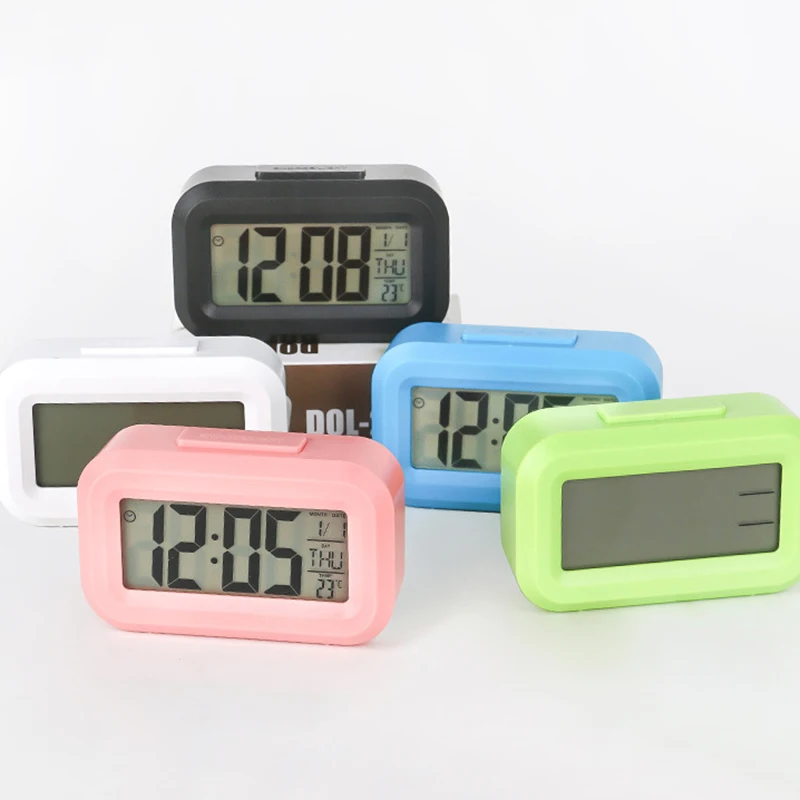 Multifunctional Digital Alarm Clock Electronic Digital Alarm Screen Desktop Clock Date Temperature Display With Night Lighting