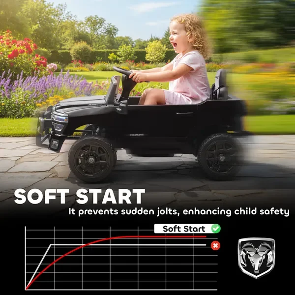 รถยนต์เด็กนั่งขับ Qaba 12V รุ่นลิขสิทธิ์ 3500 ของเล่นขี่ได้พร้อมมอเตอร์คู่ รีโมทคอนโทรลสำหรับเด็กเล็ก สีดำ