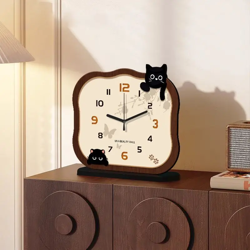 Lovely Cat Pendulum Desk Clock Senior Sense Vertical Table Desktop Clock Quartz Watch Ornaments Living Room Decoration