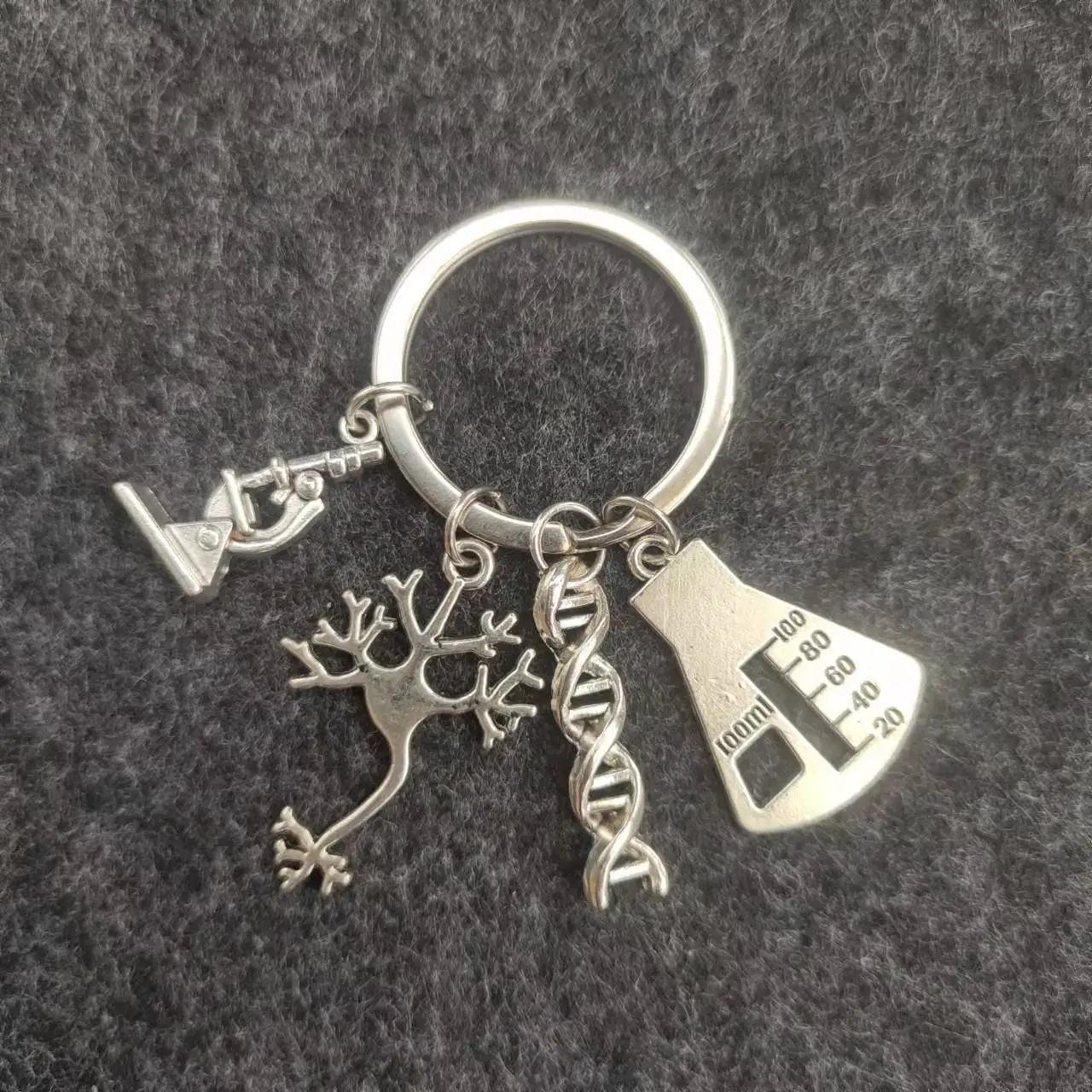 Microscope DNA Neuron Human Skeleton Science Key Chain Neuroscience Biology KeyRing