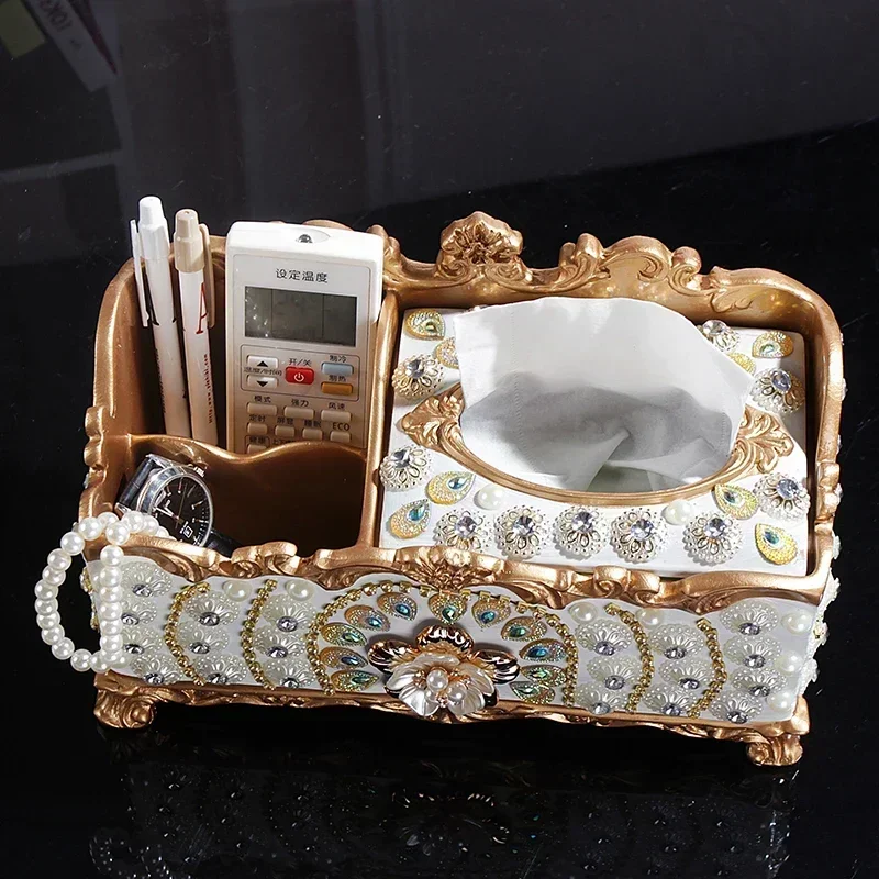 Light Luxury Handmade Fruit Dish - Creative Retro Resin Ornaments European Style Household Paper Towel Box for Living Room Hot
