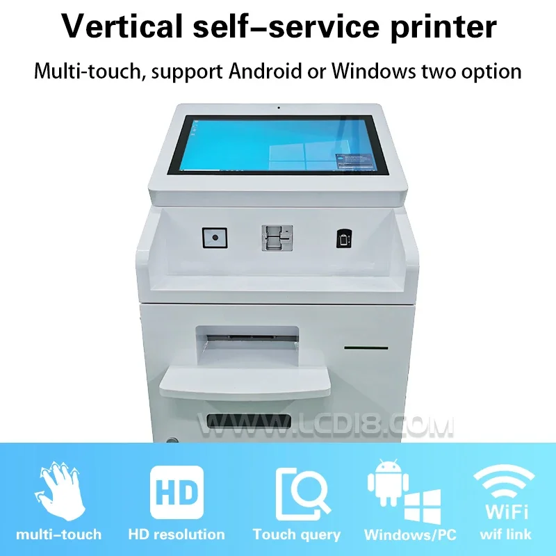 Touch screen per chiosco self service con biglietti per scansione codice QR Stampa tutto in un display LCD