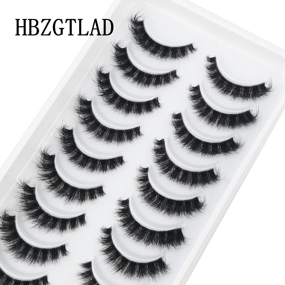 NEW 5-10 Pairs 3D Mink Lashes Handmade Fake Lashes Natural Long Eyelashes Soft Lashes Transparent Stem High Quanlity For Makeup