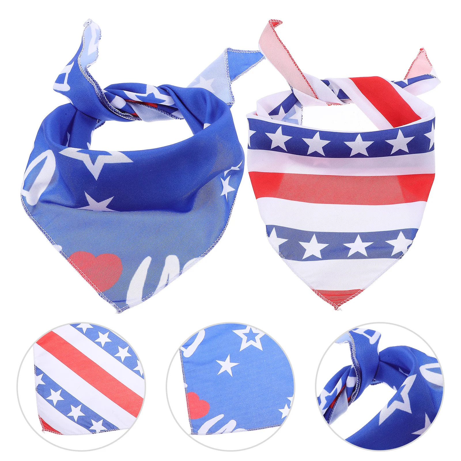 

2pcs Pet For Dogs Cats Independence Day Pet Triangular Bandana Puppy Kitten Triangle Scarf American Flag Washable Holiday Party