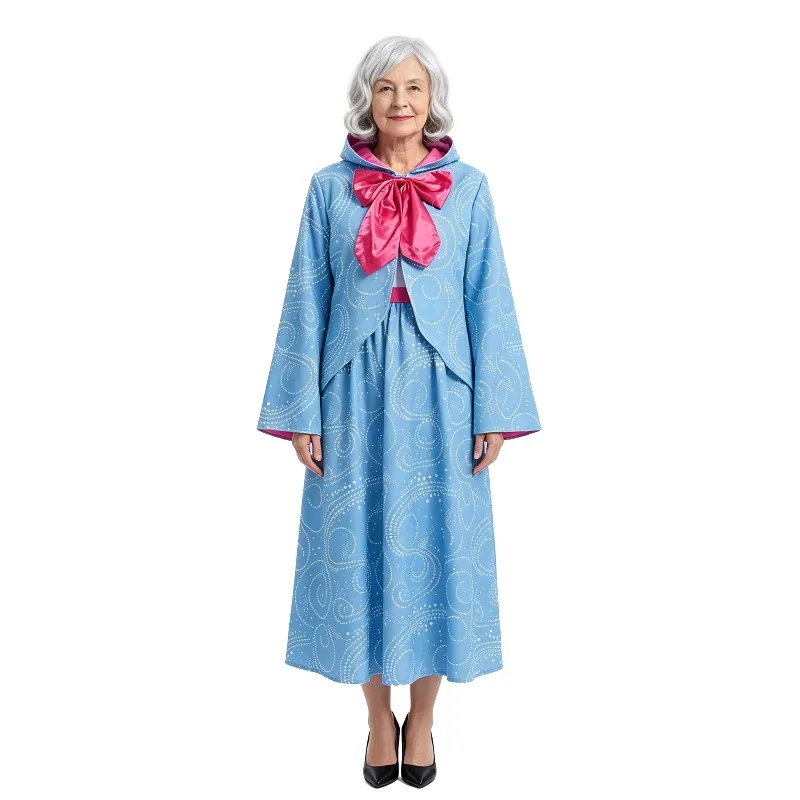 Adult Fairy Godmother Cosplay Costume Fairy Tale Mother Blue Robe Dress Halloween Carnival Party Stage Performance Outfits