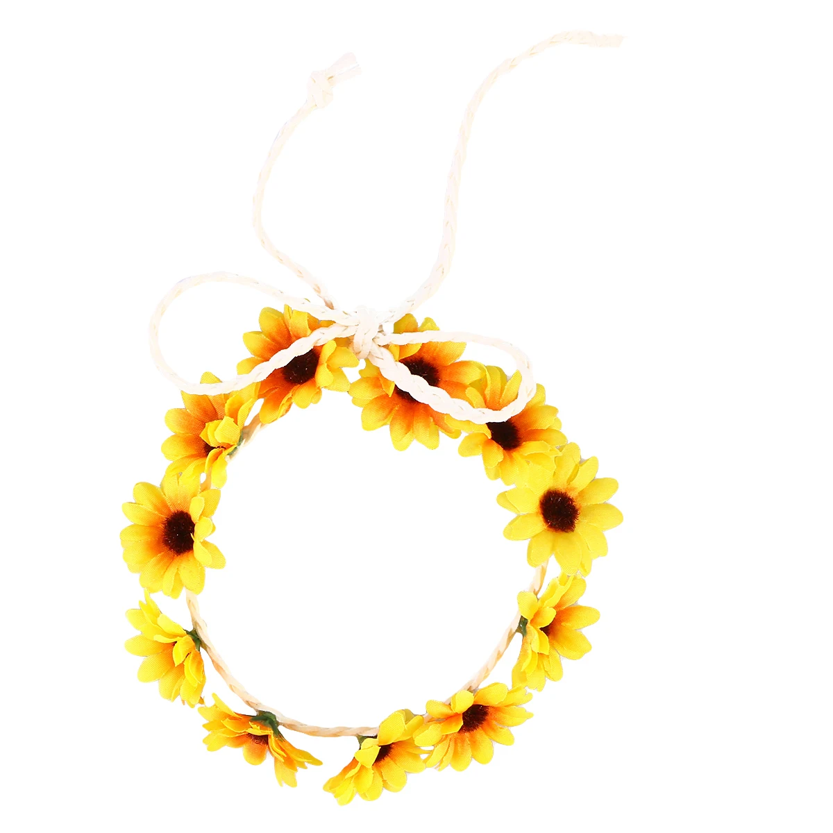 

11 Flowers Daisy Flower Crown Headband for Women Braided Stretchy Hair Wreath Yellow Floral Headdress for Wedding Party Festival
