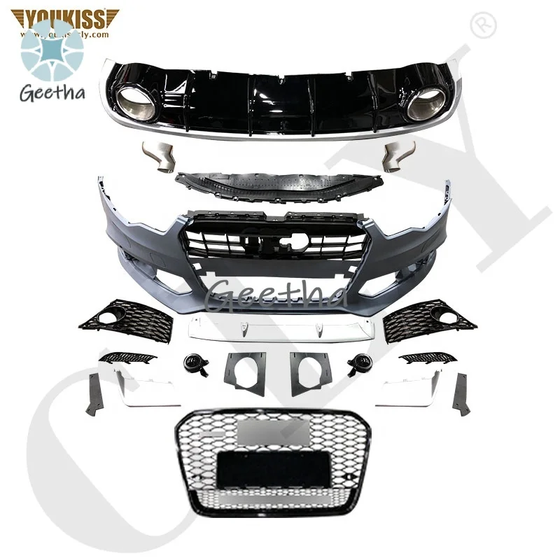 

High Quality Body Kit Full Set for Audi A6 Travel Modified RS6 Front Rear Car Bumper Rear Lip Front Bumper Assembly With Grille