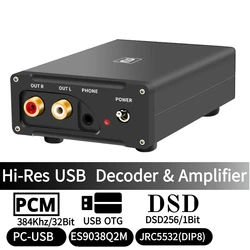 AYINO cuffie amplificatore USB DAC convertitore Audio 32BIT 384KHz HIFI USB Decoder DSD ES9038Q2M decodifica StereO PC OTG PS Gaming