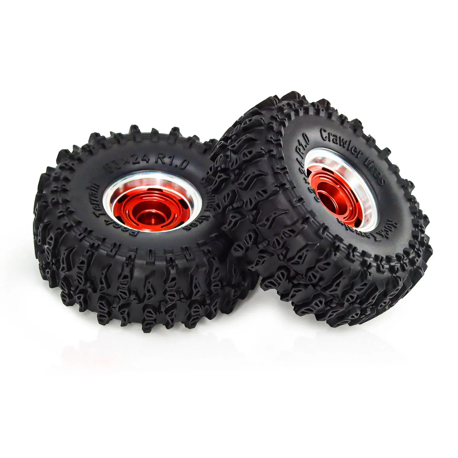 4szt 63mm 1.0" Metal Beadlock Wheel Tire Set For 1/18 1/24 RC Crawler Car TRX4M SCX24 AX24 FCX24 Upgrade Parts Accessories