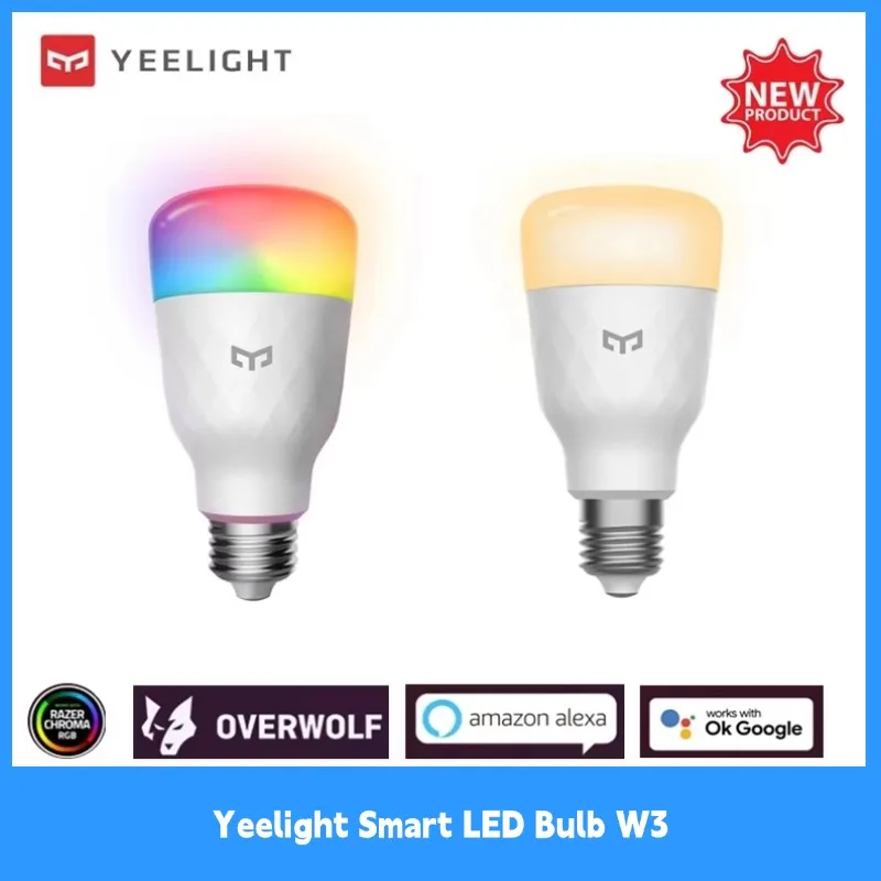 Yeelight LED bulb W3 color/dimmable warm white atmosphere lamp light E27 voice control Mi Home Google Home