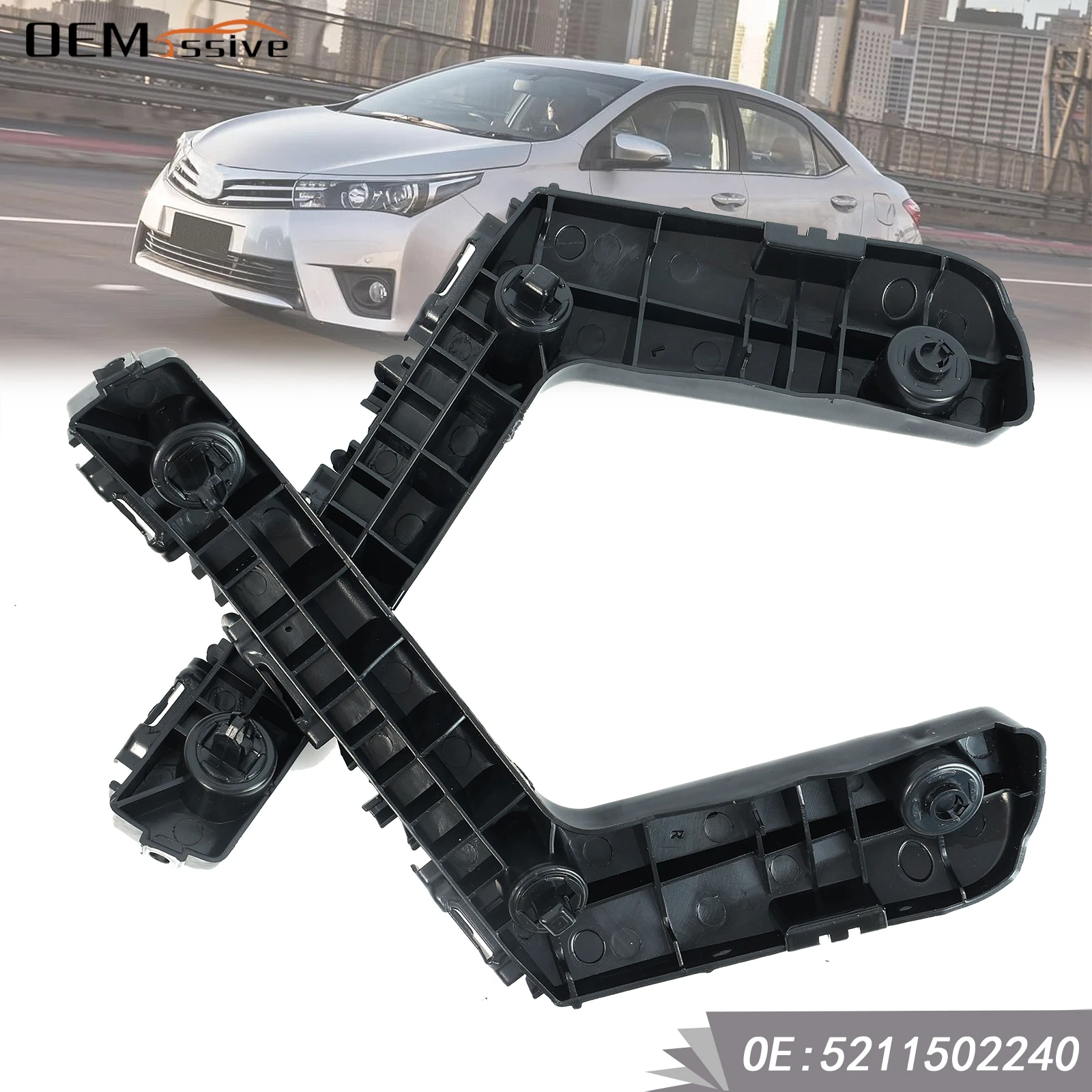 Pair Front Left Right Bumper Guide Mount Bracket Grille Retainer For Toyota Corolla 2014 2015 2016 5211502240 5211602240