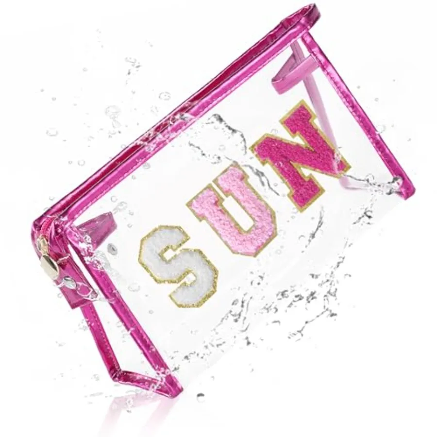 

Прозрачная косметичка для солнцезащитных средств и туалетных принадлежностей, незаменимая вещь для пляжного отдыха, подарок для женщин и девочек-подростков, незаменимая вещь для летнего отдыха у бассейна и путешествий.