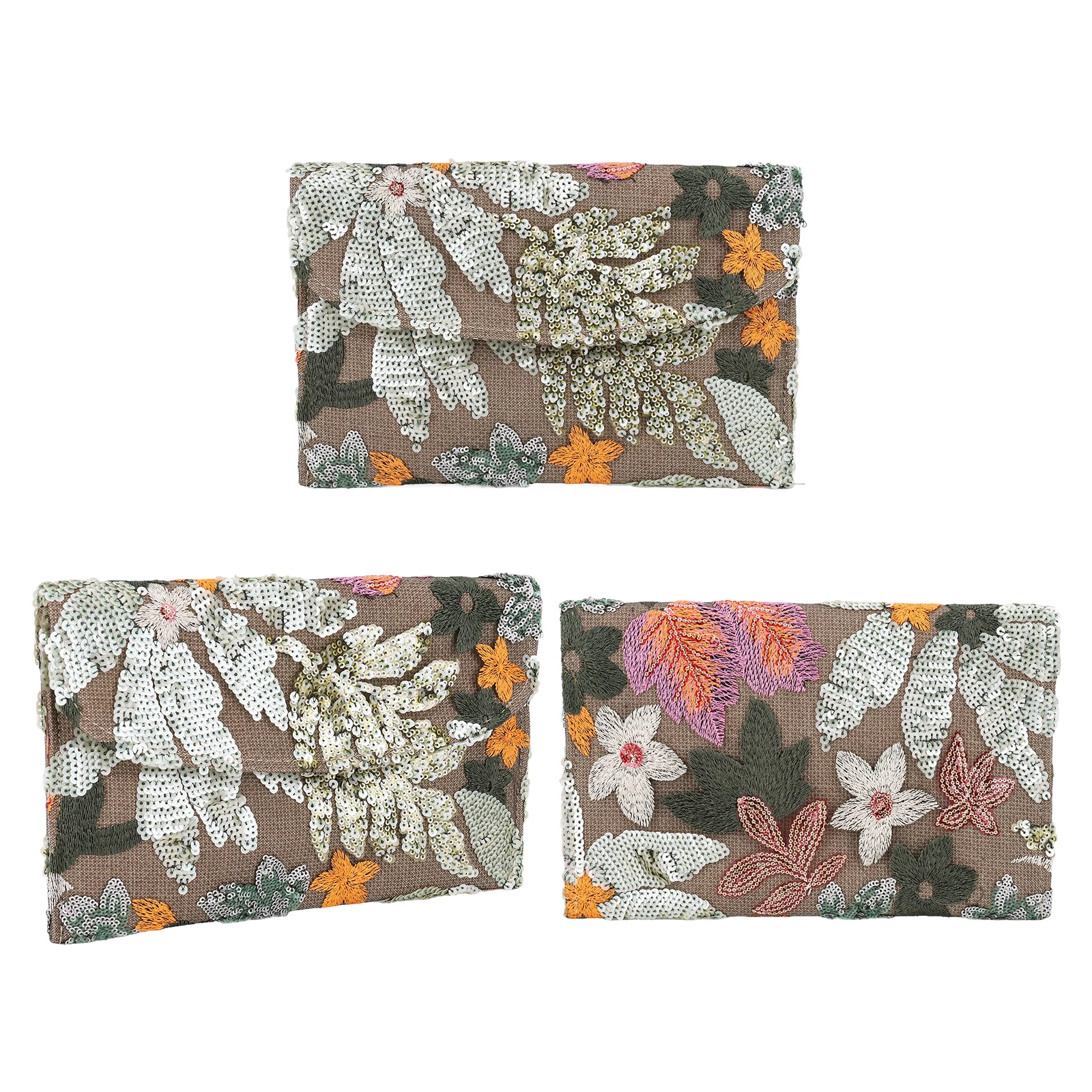 

Straw Bag Evening Clutch Sequin Envelope Package Embroidered Floral Clutch Handbag for Wedding Vacation Travel
