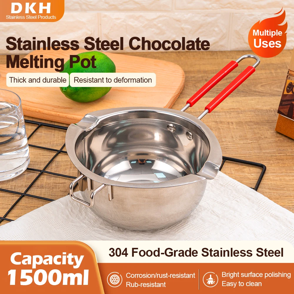 Olla de Caldera doble, olla de Chocolate de acero inoxidable, bonito y elegante, crisol de cera fina y segura, crisol de queso, macetas de fusión de Chocolate