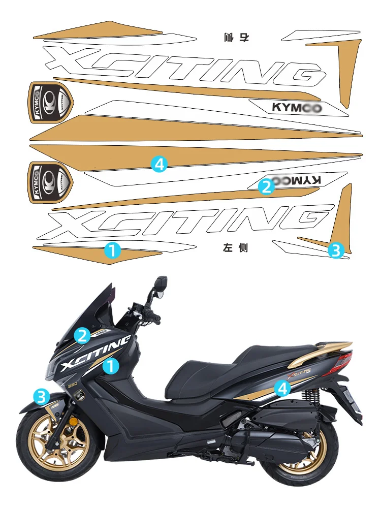 FOR KYMCO Xciting 350 2023 Motorcycle Decoration Sticker Fairing Emblem Sticker Decal