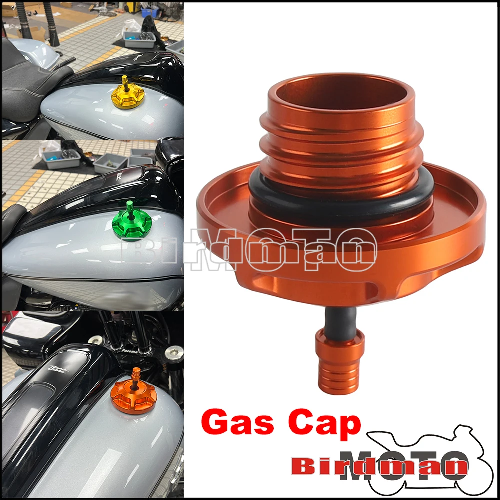 Motorcycle Gas Cap Cover Modified Accessory CNC Aluminum Universal For Harley Female Threaded Fuel Tank Except 2023.5-25 Touring