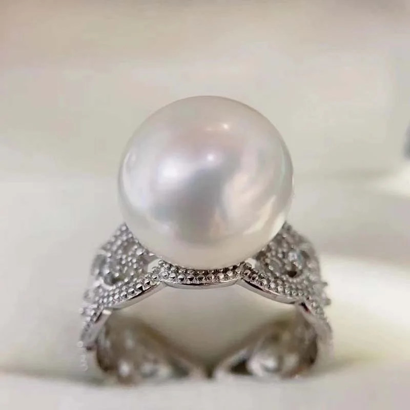 

Pearl Ring Advanced Retro Lace S925 Adjustable Ring Fashion Banquet Accessories A-072918