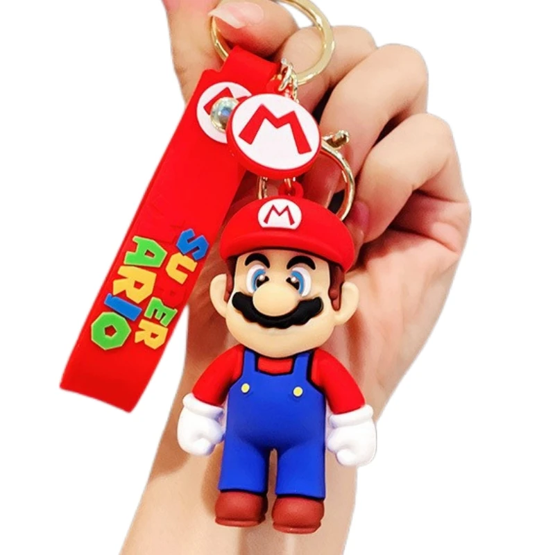 New Super Mario lovers anime figures Keyring Pendant Keychain Doll Bag  Cartoon Cute Car Doll  Birthday gift for boy and girls