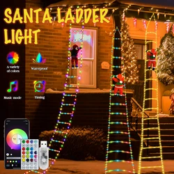 Luces de escalera con Papá Noel, decoración navideña para interior y exterior, lámpara colgante para árbol de Navidad, decoración de jardín y ventana para el hogar, 2023
