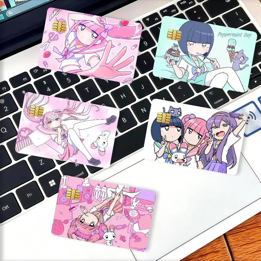 Cartoon Menhera C-Chan Credit Card Decorative Card Stickers Suitable For Bank Cards Metro Transit Anti-scratch Gift 4PCS